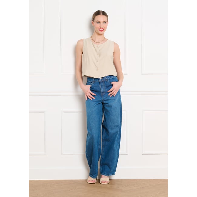 Jean large taille haute medium blue <span itemprop=