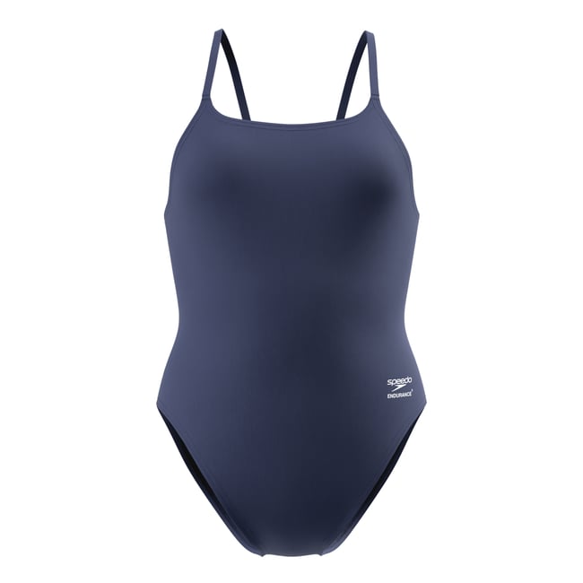 Maillot de bain 1 pièce uni à bretelles fines TEAM ENDURACEX bleu marine <span itemprop=