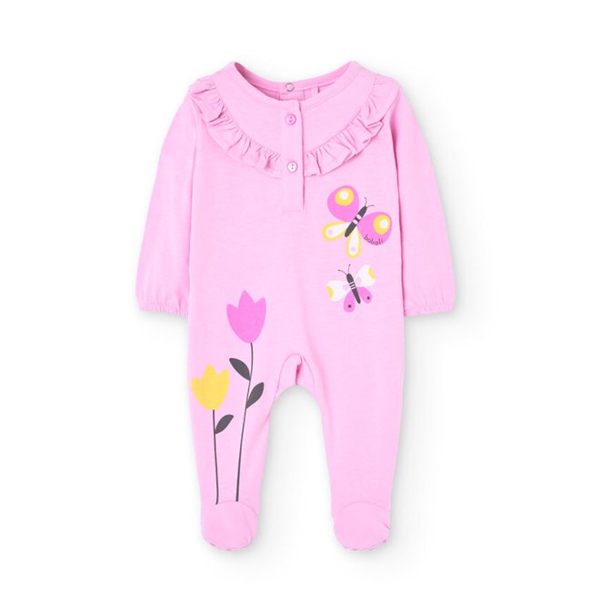 Grenouillère en tricot rose <span itemprop=