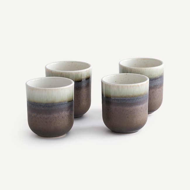 4er-Set Tassen Noa, Steingut mit reaktiver Glasur bronzefarben <span itemprop=