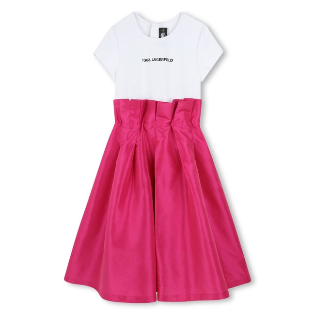Robe de cérémonie en taffetas rose blanc <span itemprop=