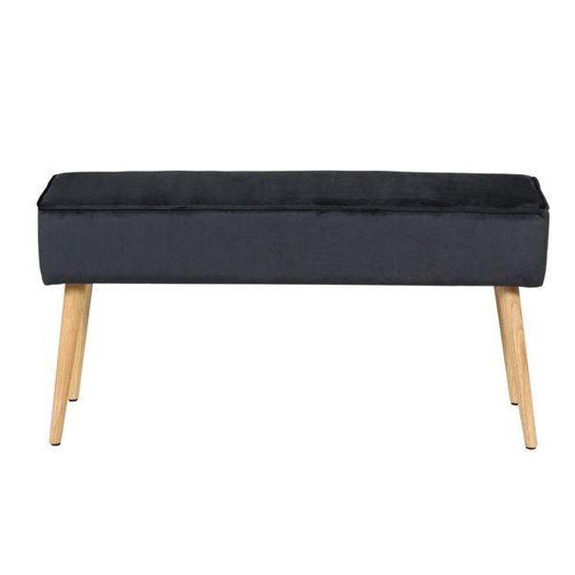 Banc en velours jaune et pieds bois naturel Popy - ZAGO