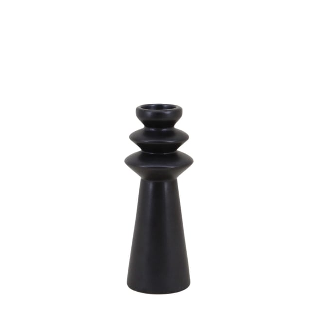 Bougeoir design en grès 22cm Couleur noir <span itemprop=