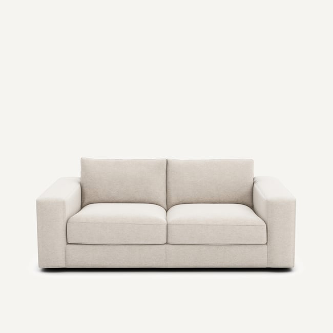 Canapé 3 places compact, en toile chinée, SKANDER Couleur ivoire <span itemprop=