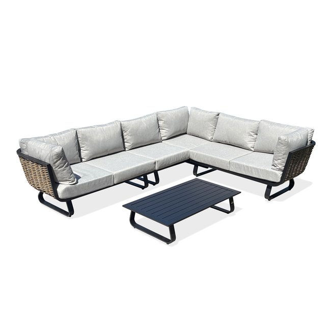Salon de jardin bas 6 places KUMLA noir <span itemprop=