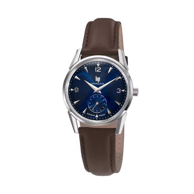Montre Analogique  HIMALAYA argenté bleu foncé marron <span itemprop=