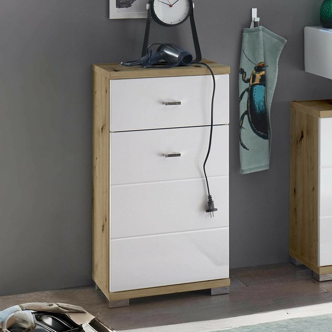 Luma Storage Cabinet, white/natural, SO'HOME