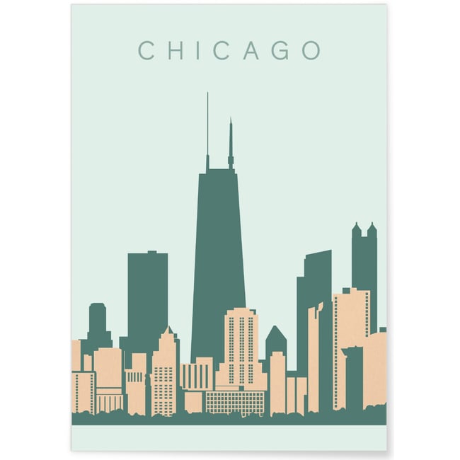 Poster Chicago Couleur blanc <span itemprop=