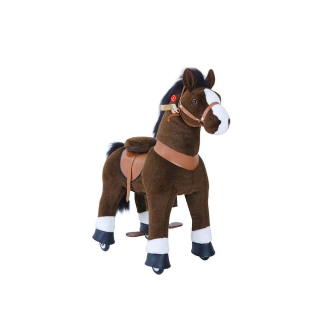 Ponycycle Cheval marron chocolat avec sabot blanc, frein et son à monter Age 3-5 ans - PONYCYCLE