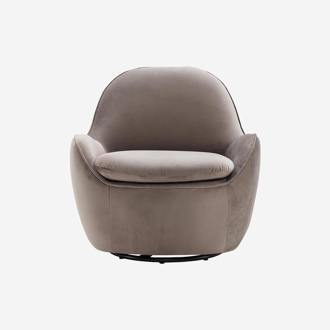 Fauteuil droit velours BOCA Couleur gris, taupe <span itemprop=