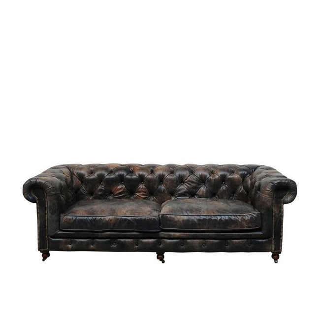 Canapé 3 places en cuir JAMES Couleur marron <span itemprop=