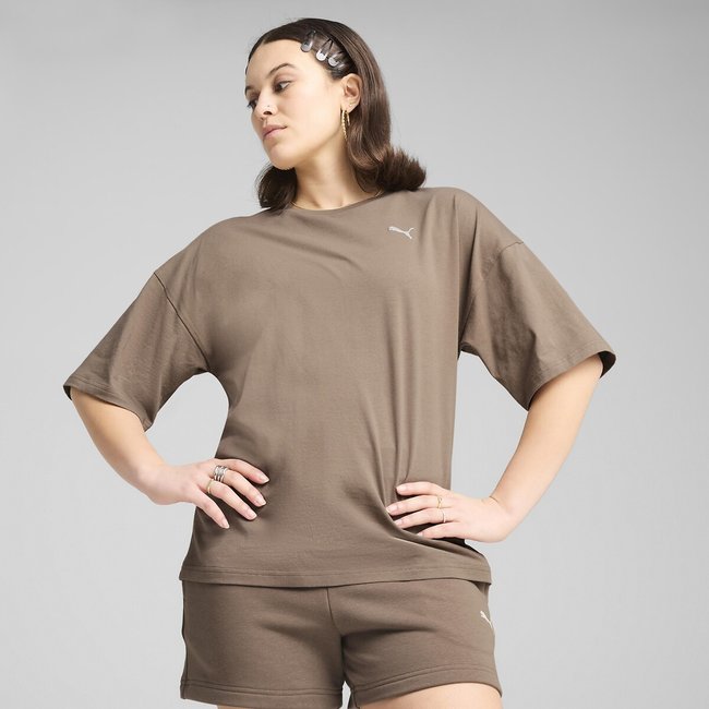 Camiseta de manga corta ESSENTIAL WARDROBE marrón grisáceo <span itemprop=