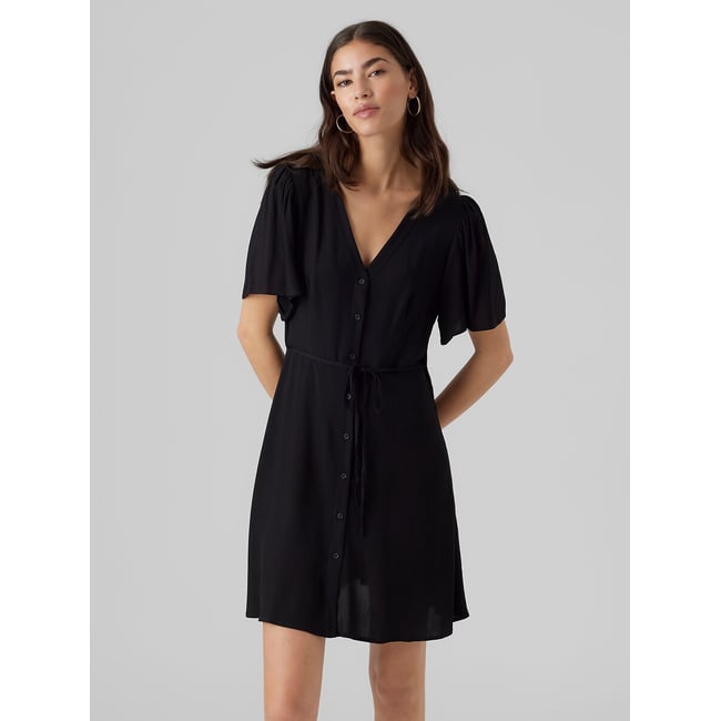 Robe courte manches courtes col V avec ceinture - VERO MODA