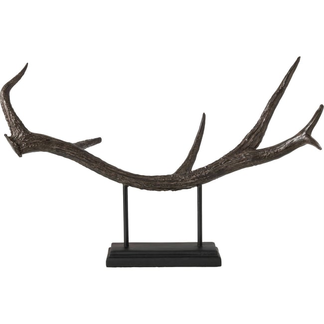 Bois de cerf décoratif sur socle Couleur noir <span itemprop=
