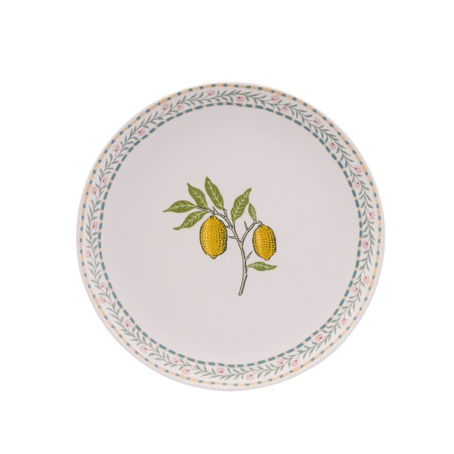 Set of 4 Fruit Melamine Dinner Plates, multi-coloured, WILLIAM MORRIS AT HOME