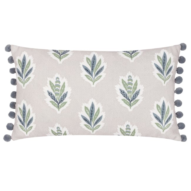Sessile Leaf Ruffled Rectangular Feather Filled Cushion, linen, SANDERSON