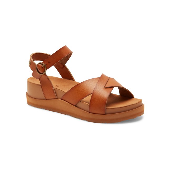 Sandales compensées KAMILA. beige tan <span itemprop=