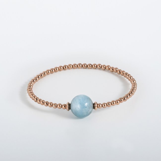 Bracelet Tango - Aquamarine - (M), rose gold, LILIFLO