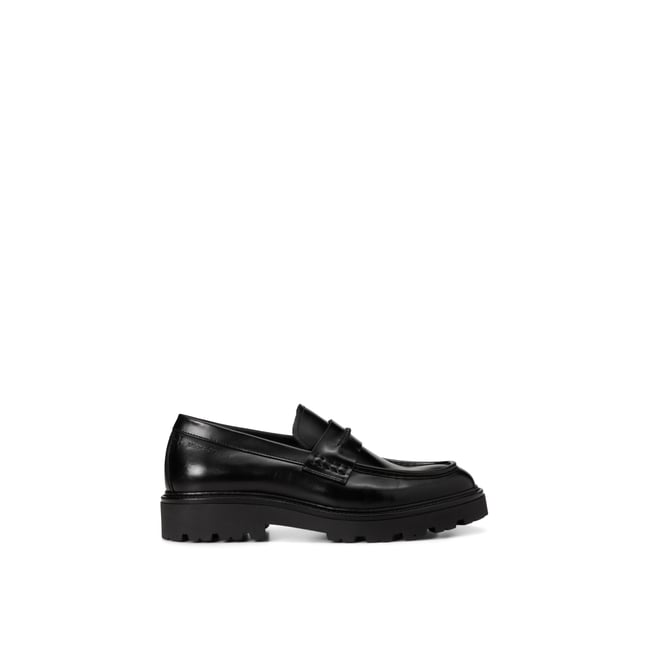 Mocassins modèle Phil en cuir de veau brossé noir <span itemprop=