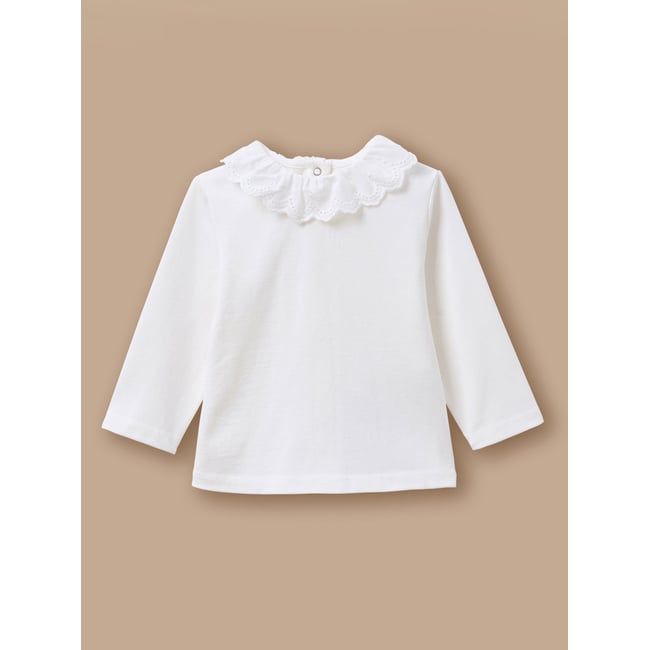 T-shirt broderie anglaise ecru <span itemprop=