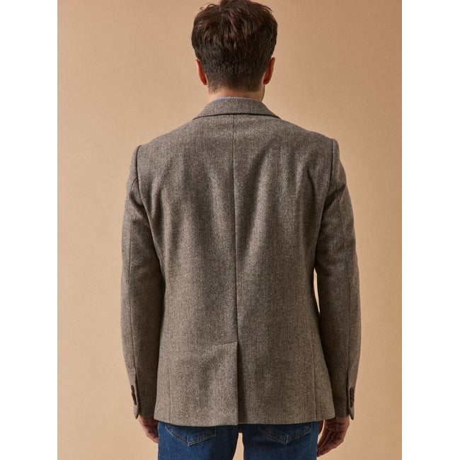 Blazer Homme Vintage Chatsworth - Taille 44 Long - Gris Laine Tweed Chevron - Très Bon état
