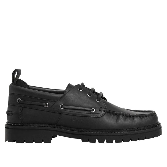 Baskets Bateau En Cuir noir <span itemprop=