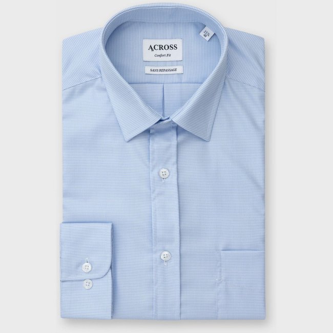 Chemise Confort fit sans repassage micro carreaux - ACROSS