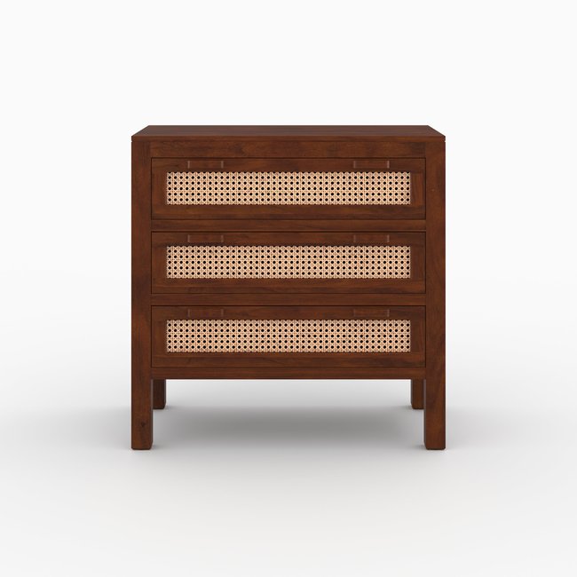 Commode en bois de manguier et cannage - TIKI Couleur marron foncé <span itemprop=