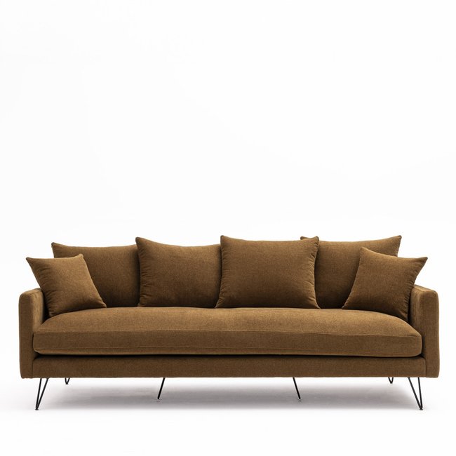 Canapé 4 places en tissu pieds épingles noirs - VILLABON Couleur bronze <span itemprop=