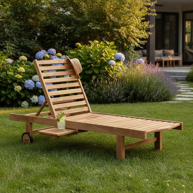 Bain de Soleil en teck massif Palawan naturel <span itemprop=