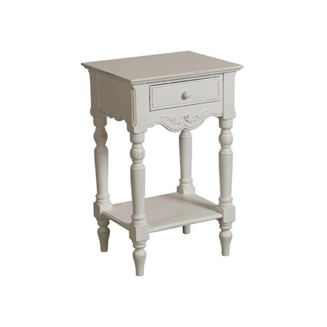 Table de chevet 1 tiroir - ROMANCE Couleur blanc <span itemprop=