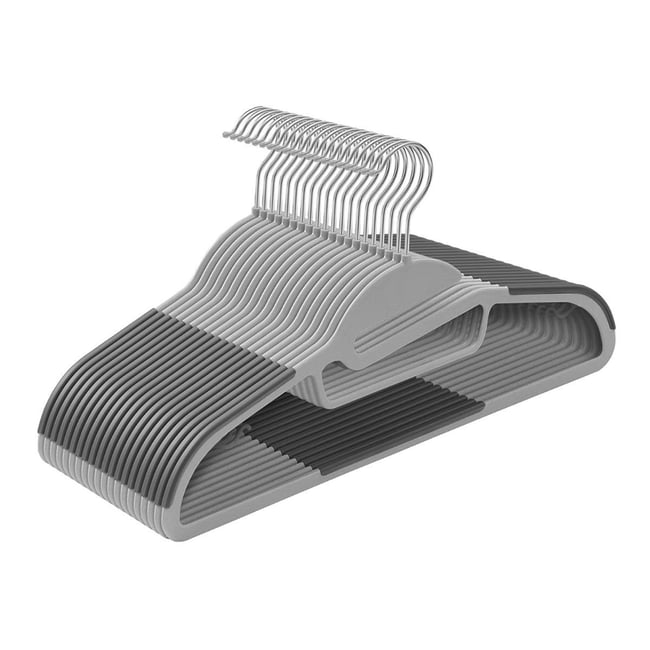 Lot de 20 Cintres Multifonctions en Plastique Gris Couleur v002229 <span itemprop=
