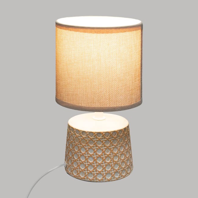 Lampe céramique grès motif cannage YOJOA - ATMOSPHERA