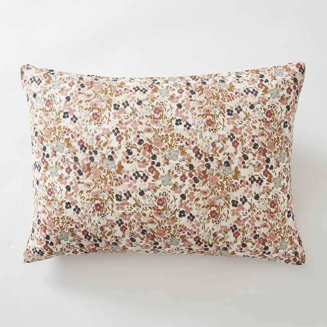 Taie d'oreiller gaze coton Capucine rose <span itemprop=