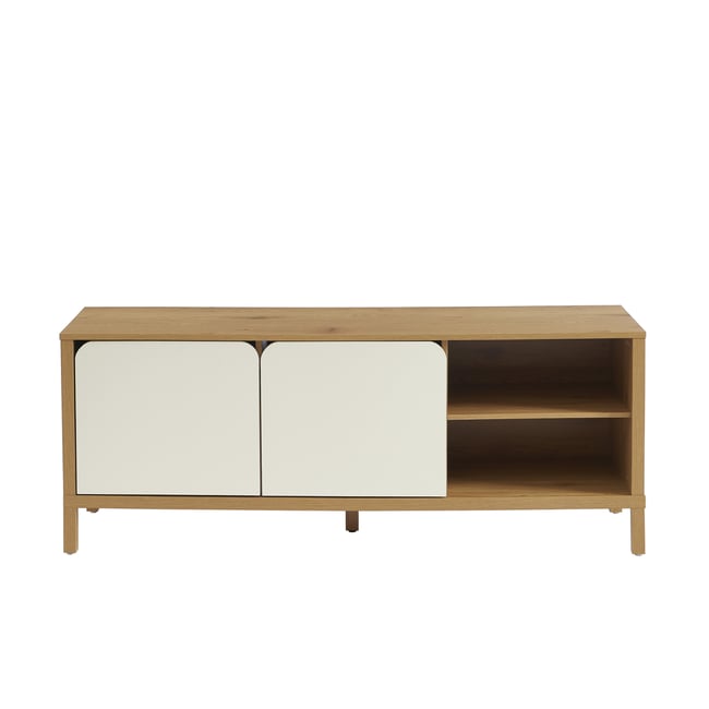 Meuble TV 2 portes  KILDA Couleur chêne clair <span itemprop=
