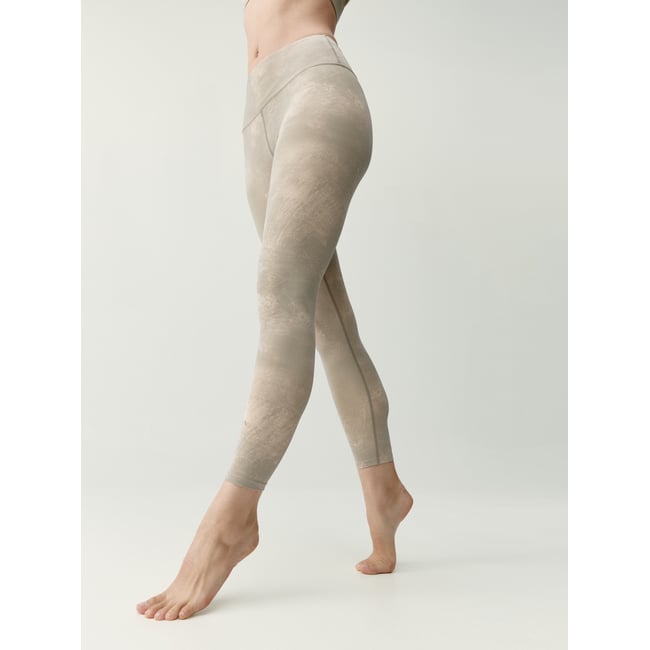 Legging de sport femme Alaya Taille haute effet gainant beige biscuit <span itemprop=