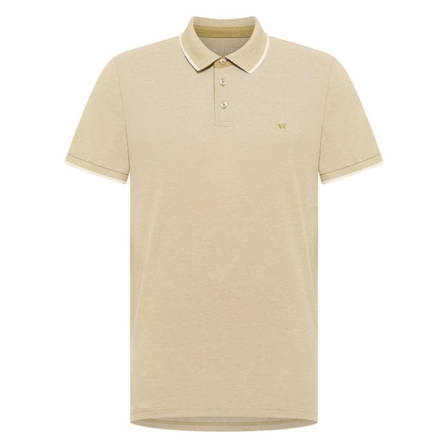 Polo en coton bleu uni pourvu d'un col boutonné et d'une coupe droite vert <span itemprop=