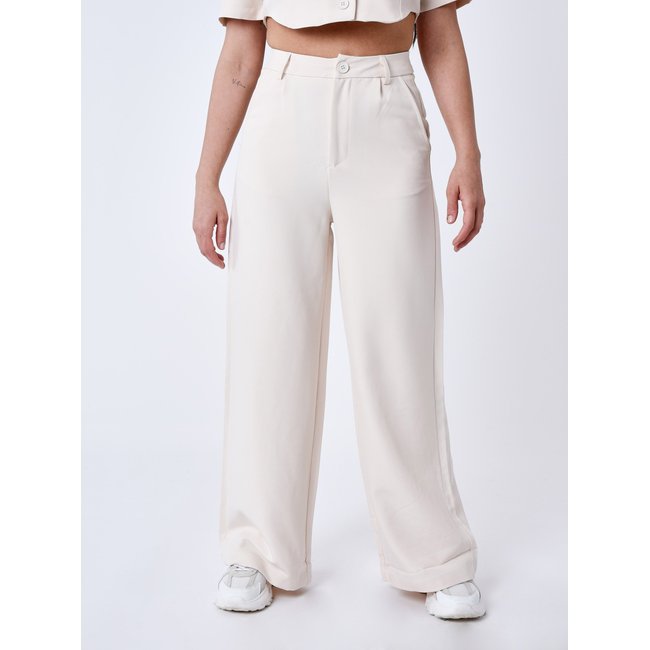 Pantalon style tailleur ivoire <span itemprop=