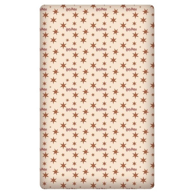 Drap Housse Enfant Coton Poudlard beige <span itemprop=