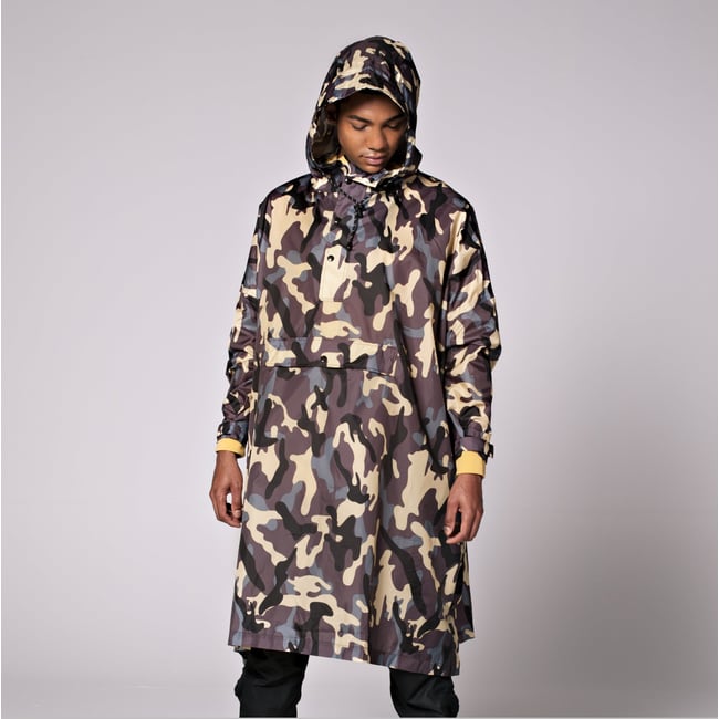 Poncho de pluie imperméable CAMO beige camouflage quatre tons <span itemprop=