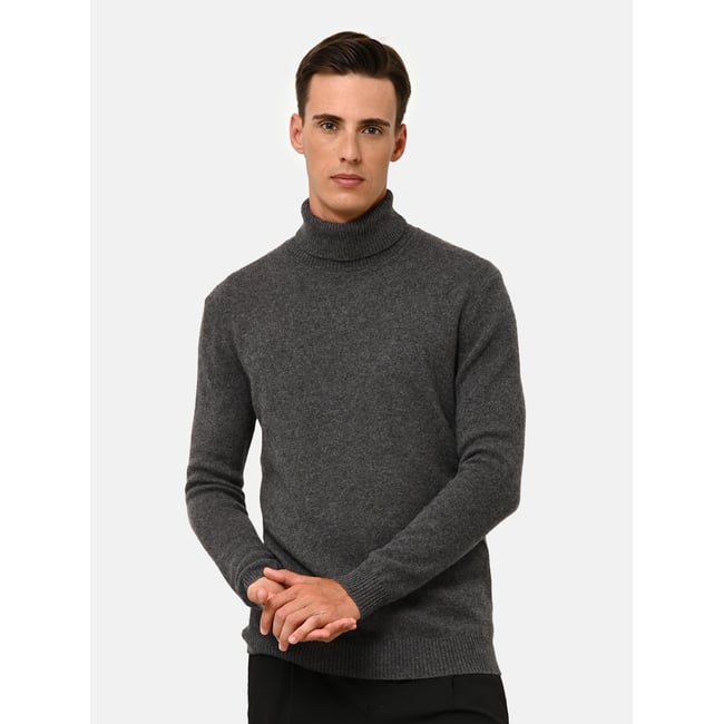 Pull Col Roulé 4 Fils Anthracite Chiné Sacha gris anthracite chiné <span itemprop=