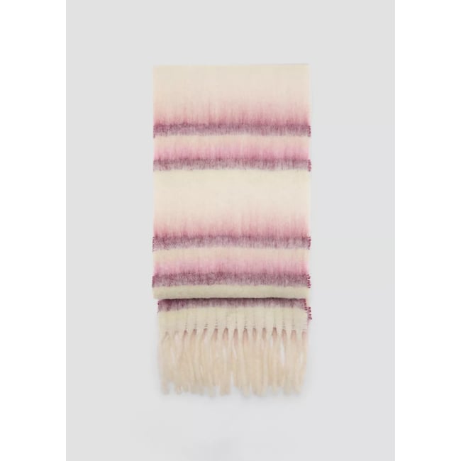 Écharpe à rayures et bords frangés rose <span itemprop=