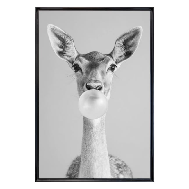 Tableau Mural Encadré Portrait Biche Bubble Gum ANIMAUX HUMANISÉS Couleur tableaux encadrés <span itemprop=