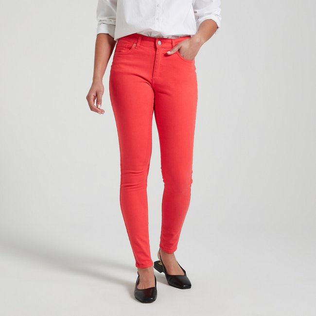 Cotton Mix Skinny Trousers, intense red, ONLY
