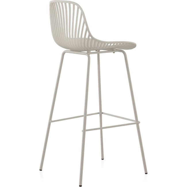 Chaise de bar en polypropylène piètement métal Couleur blanc mat contemporain <span itemprop=