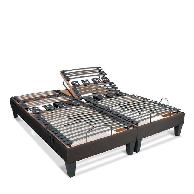 Jeu de 2 sommiers électriques ROCHEREAU | Lattes & Plots Couleur gris <span itemprop=