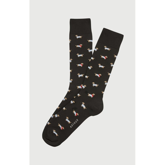 Chaussettes en coton imprimé Tobbie Noir noir <span itemprop=