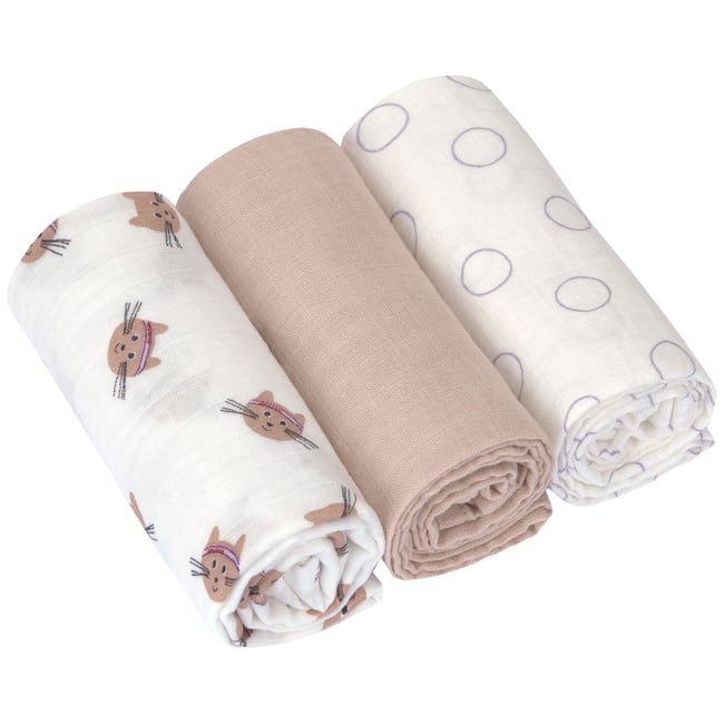 Lot de 3 langes marron, blanc <span itemprop=