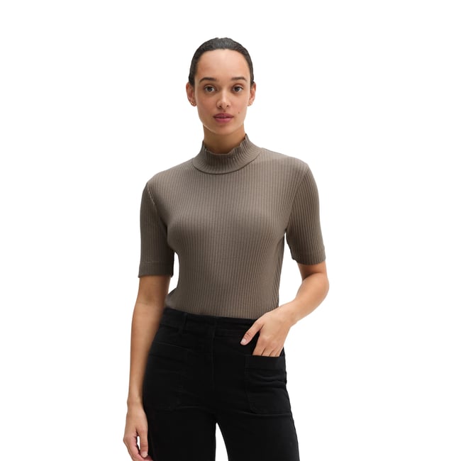 T-shirt en jersey côtelé slim en jersey stretch coton modal bio - MARC O'POLO