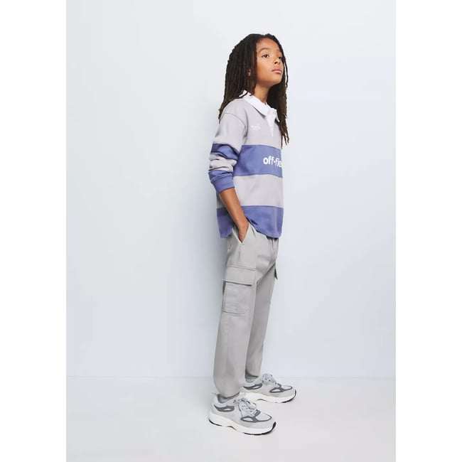 Pantalon cargo 100 % coton gris <span itemprop=